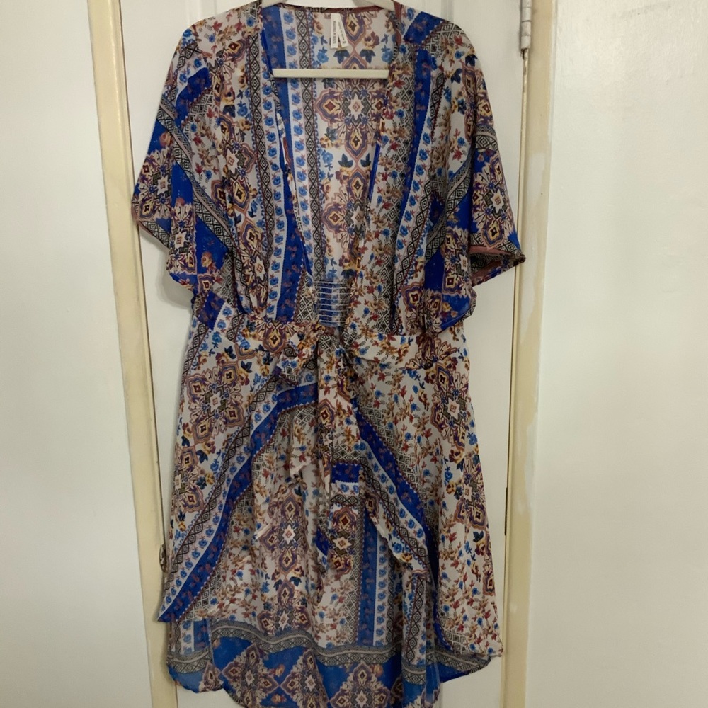 Tie front kimono